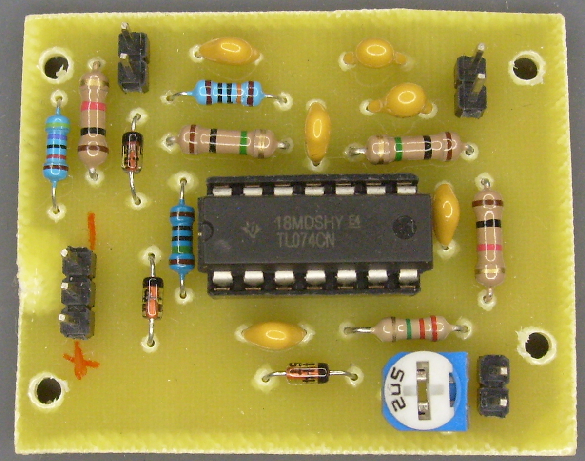 Front view of holes drilled in PCB